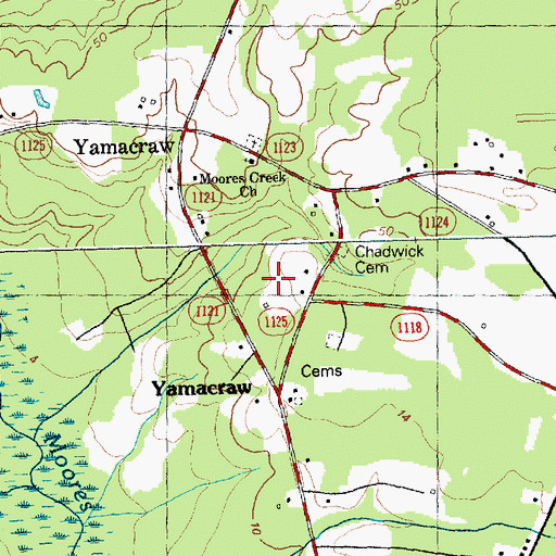 Topographic Map of Chadwick Cemetery, NC