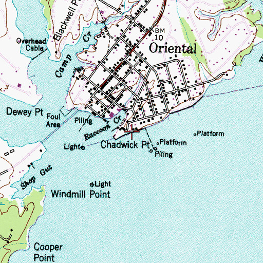 Topographic Map of Chadwick Point, NC