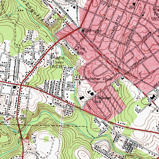 Topographic Map of Chaloner Park, NC