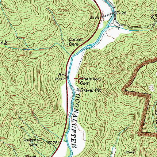 Topographic Map of Chambers Cemetery, NC