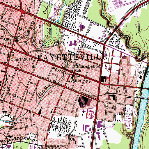 Topographic Map of Champbellton School, NC