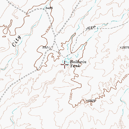 Topographic Map of Baldwin Tank, AZ