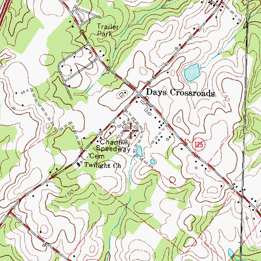 Topographic Map of Chantilly Speedway, NC