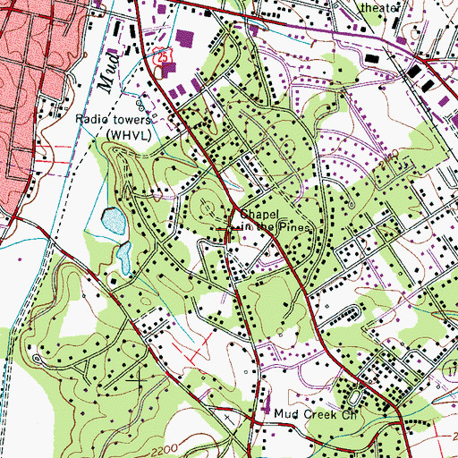 Topographic Map of Chapel in the Pines, NC