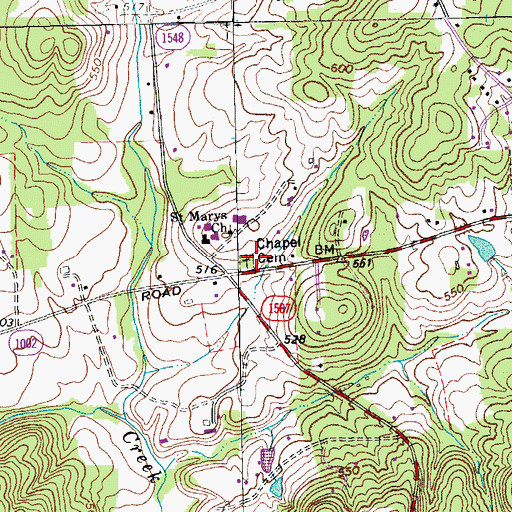 Topographic Map of Chapel Cemetery, NC