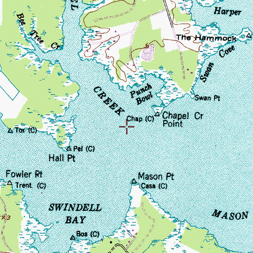 Topographic Map of Chapel Creek, NC