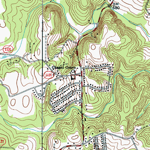 Topographic Map of Chapel Grove Church, NC