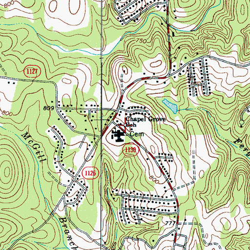 Topographic Map of Chapel Grove School, NC