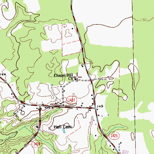 Topographic Map of Chapel Hill Church, NC