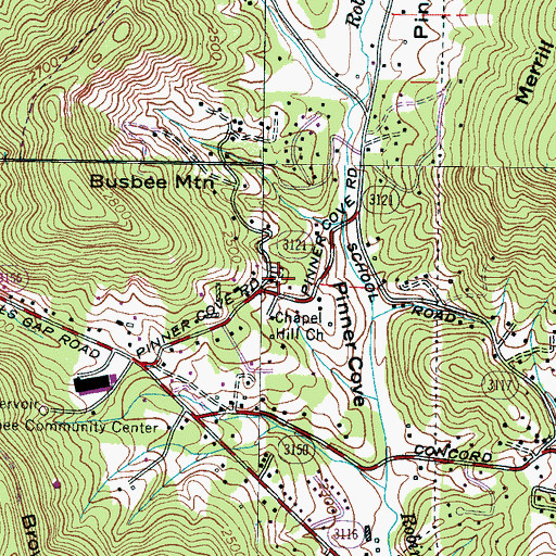 Topographic Map of Chapel Hill Church, NC