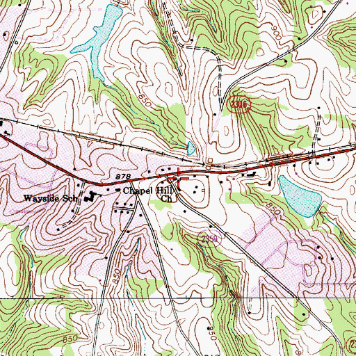 Topographic Map of Chapel Hill Church, NC