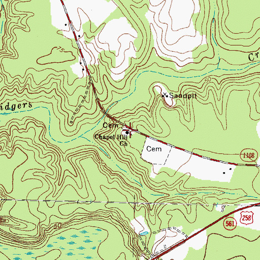 Topographic Map of Chapel Hill Church, NC