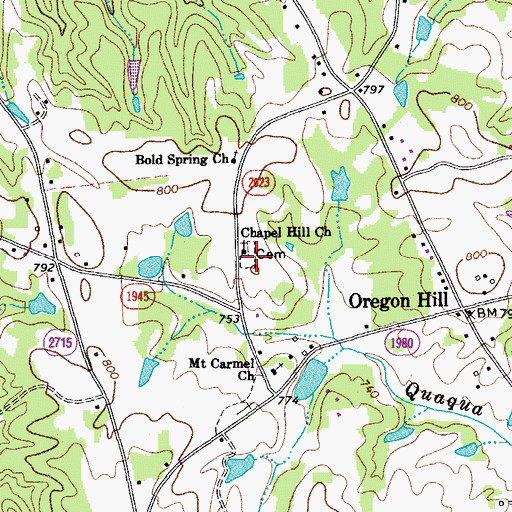 Topographic Map of Chapel Hill Primitive Baptist Church, NC
