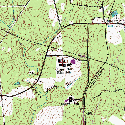 Topographic Map of Chapel Hill High School, NC