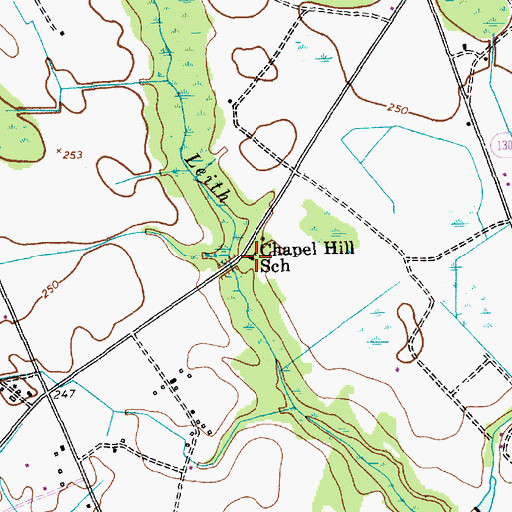 Topographic Map of Chapel Hill School, NC