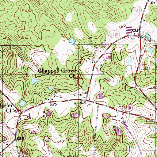 Topographic Map of Chappell Grove Church, NC