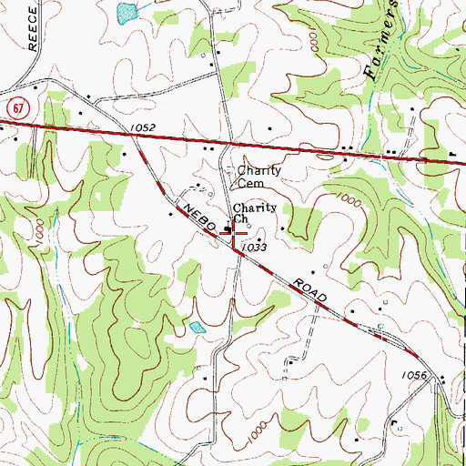 Topographic Map of Charity Baptist Church, NC