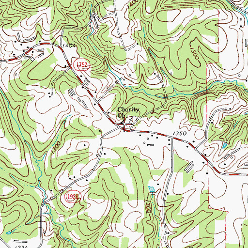 Topographic Map of Charity Church, NC
