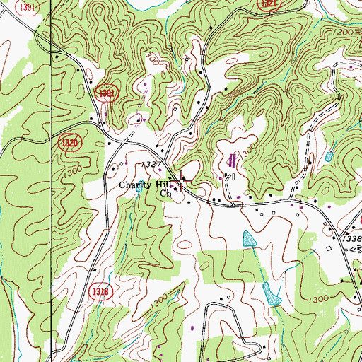 Topographic Map of Charity Hill Church, NC