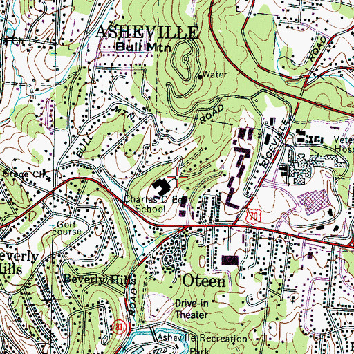 Topographic Map of Charles C Bell School, NC