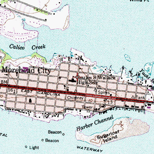 Topographic Map of Charles S Wallace High School, NC