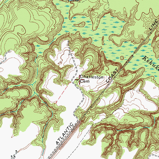 Topographic Map of Charleston Cemetery, NC