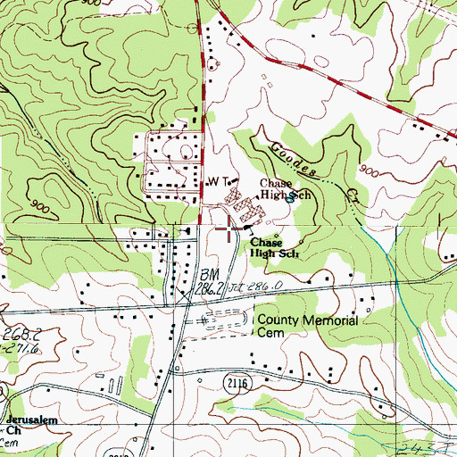 Topographic Map of Chase High School, NC