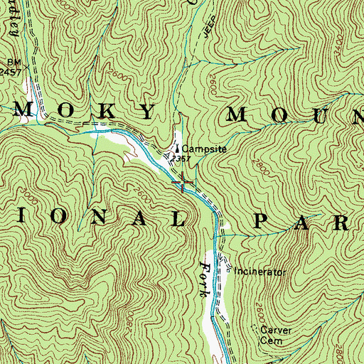 Topographic Map of Chasteen Creek, NC