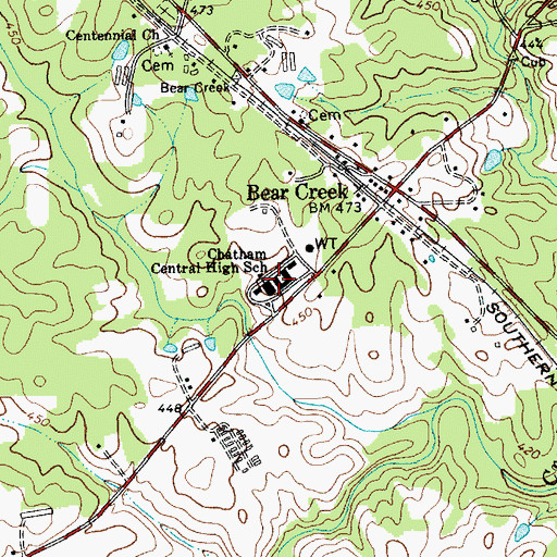 Topographic Map of Chatham Central High School, NC