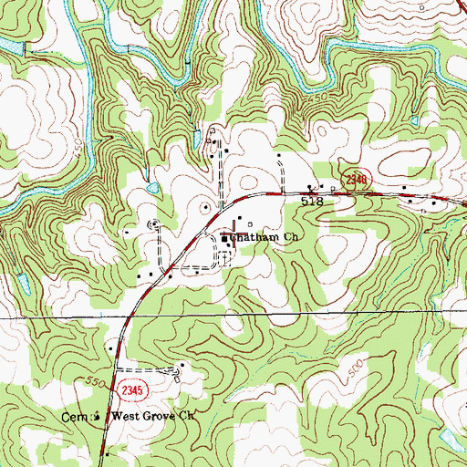 Topographic Map of Chatham Church, NC