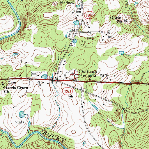 Topographic Map of Chatham Memorial Park, NC