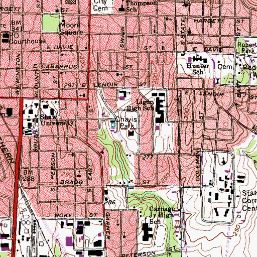 Topographic Map of Chavis Park, NC