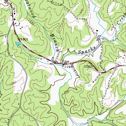 Topographic Map of Cheatwood Branch, NC