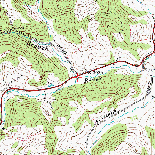Topographic Map of Cheek Branch, NC
