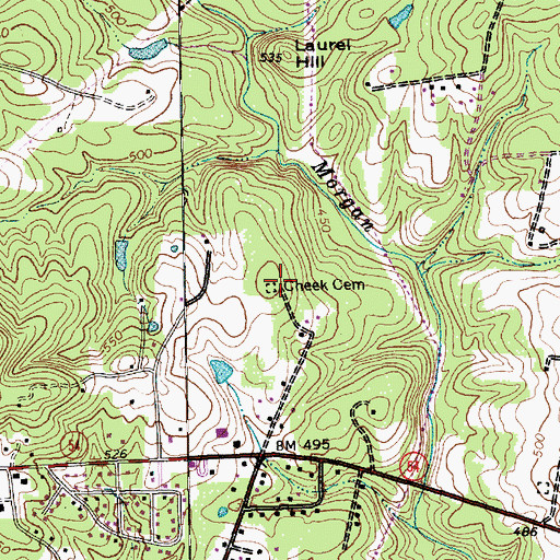 Topographic Map of Cheek Cemetery, NC