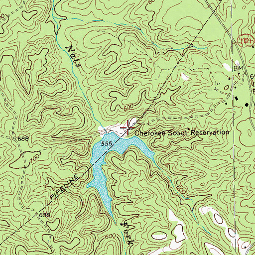 Topographic Map of Cherokee Scout Reservation, NC