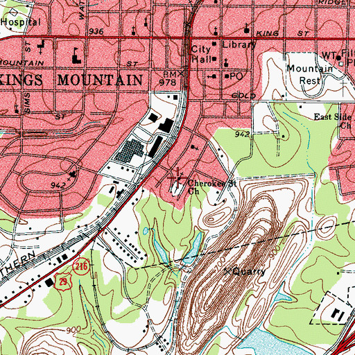 Topographic Map of Cherokee Street Church, NC