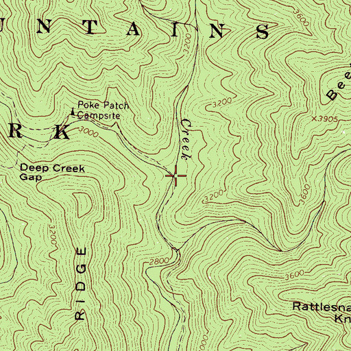 Topographic Map of Cherry Creek, NC