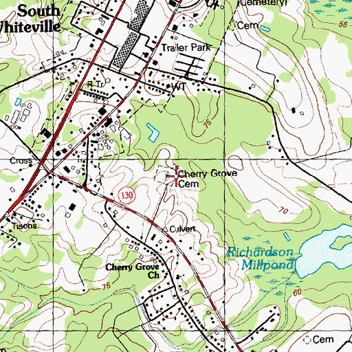 Topographic Map of Cherry Grove Cemetery, NC