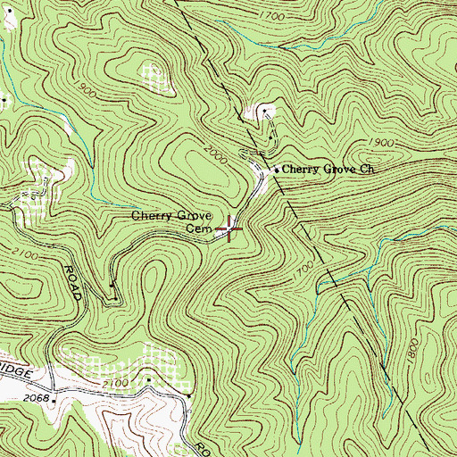 Topographic Map of Cherry Grove Cemetery, NC
