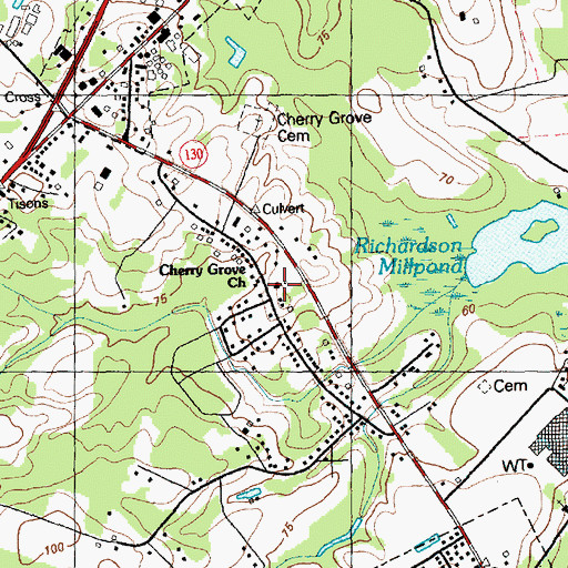 Topographic Map of Cherry Grove Church, NC