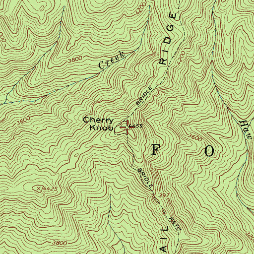 Topographic Map of Cherry Knob, NC