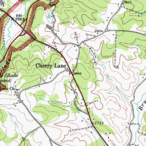 Topographic Map of Cherry Lane, NC