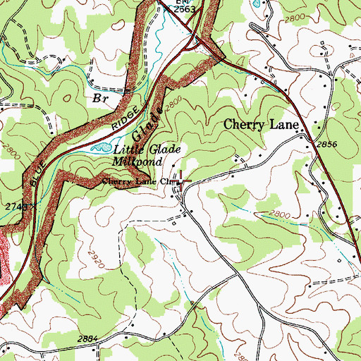 Topographic Map of Cherry Lane Union Baptist Church, NC