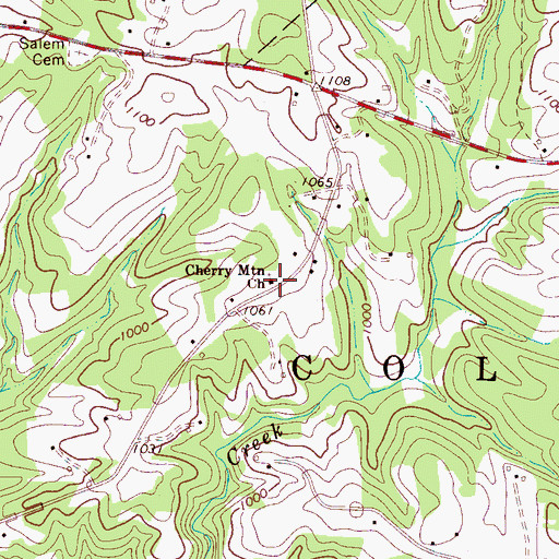Topographic Map of Cherry Mountain Church, NC