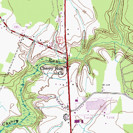 Topographic Map of Cherry Run Church, NC