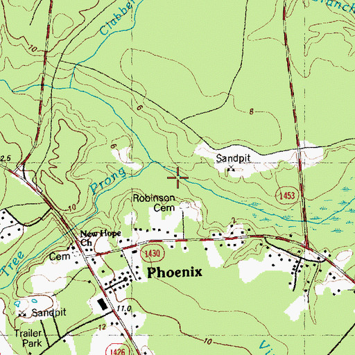 Topographic Map of Cherry Tree Prong, NC
