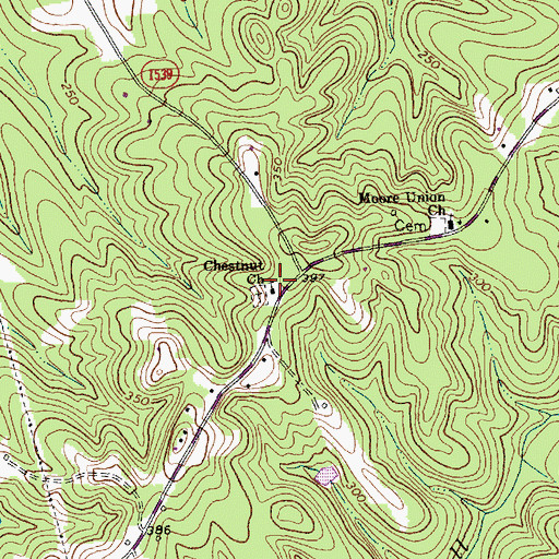Topographic Map of Chestnut Church, NC