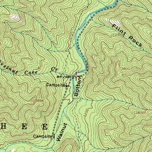 Topographic Map of Chestnut Cove Creek, NC