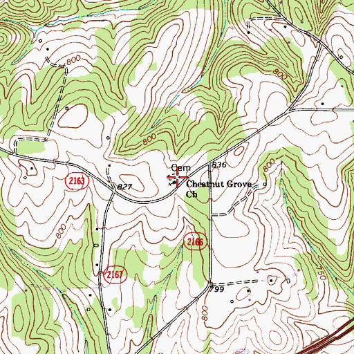 Topographic Map of Chestnut Grove Church, NC